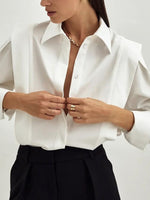 Load image into Gallery viewer, French Sharp Shoulder Slimming Shirt Women N6C136