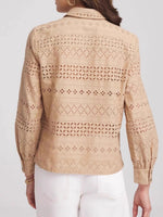 Load image into Gallery viewer, Beige Embroidered Eyelet Blouse Women N6D134