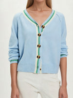 Load image into Gallery viewer, Color-Block V-Neck Long Sleeve Cardigan Women N6H289