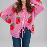 Load image into Gallery viewer, Heart Embroidery Tie Front Cardigan Women N5A847