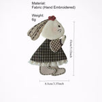 Load image into Gallery viewer, Cute Rabbit Brooch Red Flower Plaid Dress Fabric N6G027