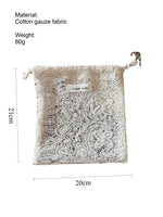Load image into Gallery viewer, Lace Embroidery Drawstring Cotton Gauze Pouch N6B116