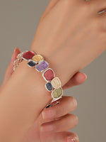 Load image into Gallery viewer, Enamel Square Geometric Stretch Bangle Women N6C219
