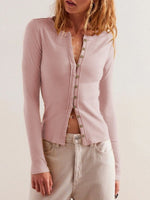 Load image into Gallery viewer, Ribbed Button Front Cardigan Women Long Sleeve N6A179