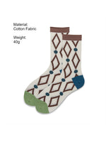 Load image into Gallery viewer, Color Block Geometric Mesh Mid-Calf Socks Women N6C169