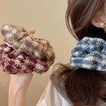 Load image into Gallery viewer, Plaid Knit Scrunchy Women Retro Lazy Style Hair Tie S5P771
