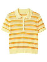 Load image into Gallery viewer, Color Block Stripe Polo Tee Short Sleeve Summer Knit N6G150