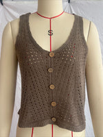 Load image into Gallery viewer, Lace V-Neck Knit Vest Slim Fit Women N6G144
