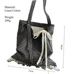 Load image into Gallery viewer, Linen Check Lace Square Shoulder Bag M5A334