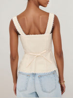 Load image into Gallery viewer, French Lace Trim Button Front Sleeveless Tank N6F018