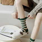 Load image into Gallery viewer, Color Block Striped Crew Socks Women One Size N6H001
