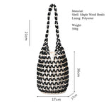 Load image into Gallery viewer, Hand-Woven Wood Bead Cylinder Bucket Bag Drawstring S5P383