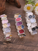 Load image into Gallery viewer, Enamel Square Geometric Stretch Bangle Women N6C219