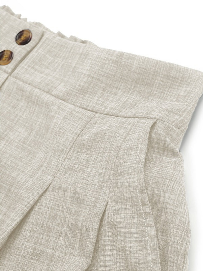 High Waist Straight Leg Button Shorts Women Casual N6F245
