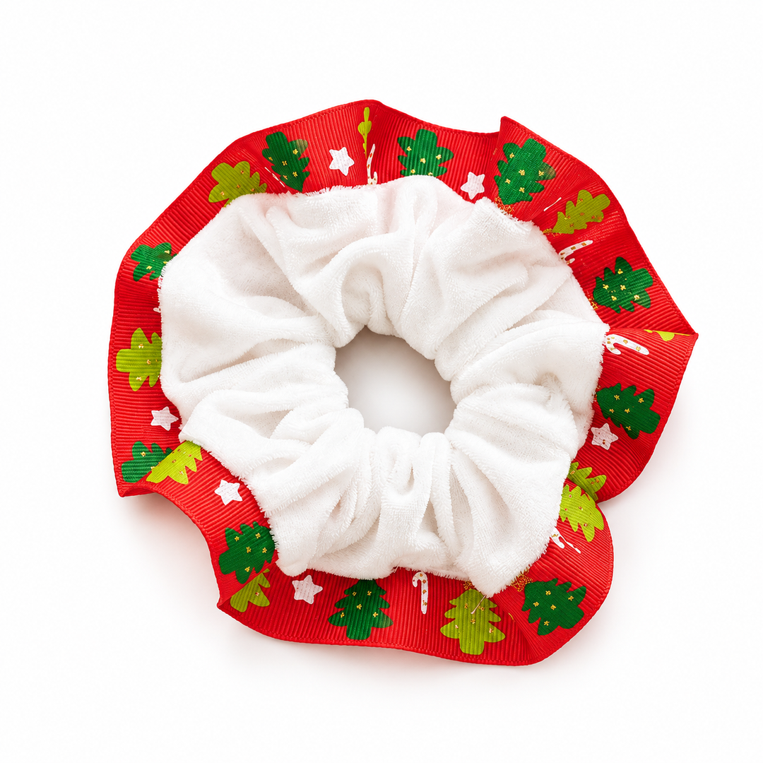 Christmas Velvet Reindeer Print Scrunchie N6K004