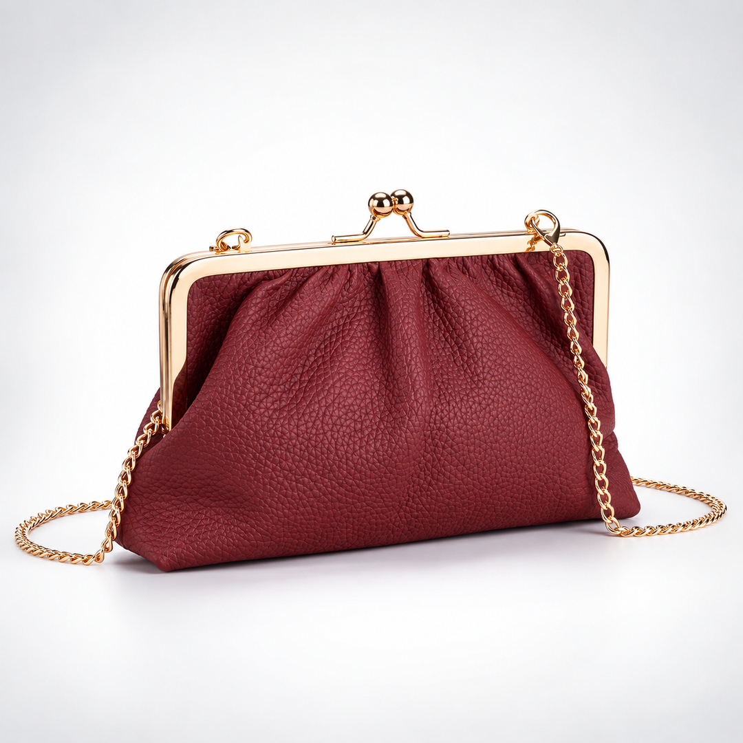 Women's Ruched Top-Grain Leather Evening Bag N6J221