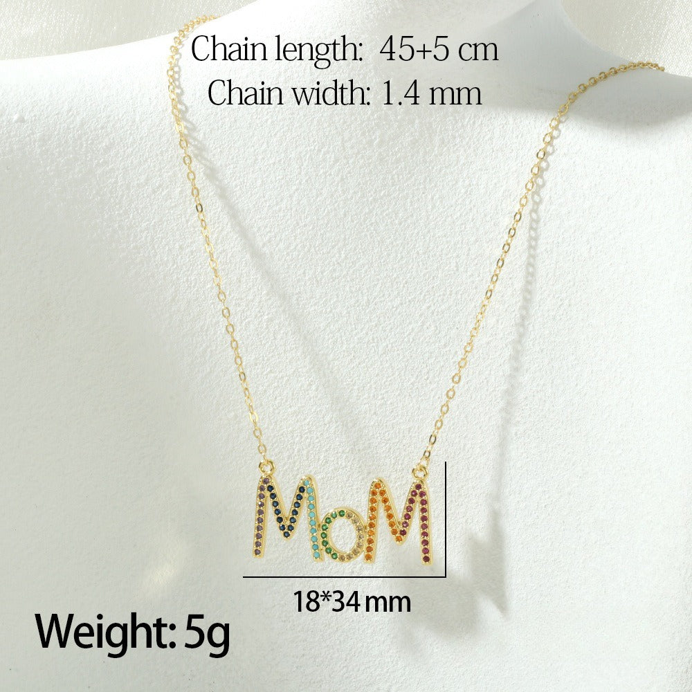 Zircon MOM Heart Pendant Necklace N6D521