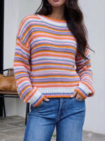 Load image into Gallery viewer, Striped Round Neck Oversized Knit Pullover Women N6G184