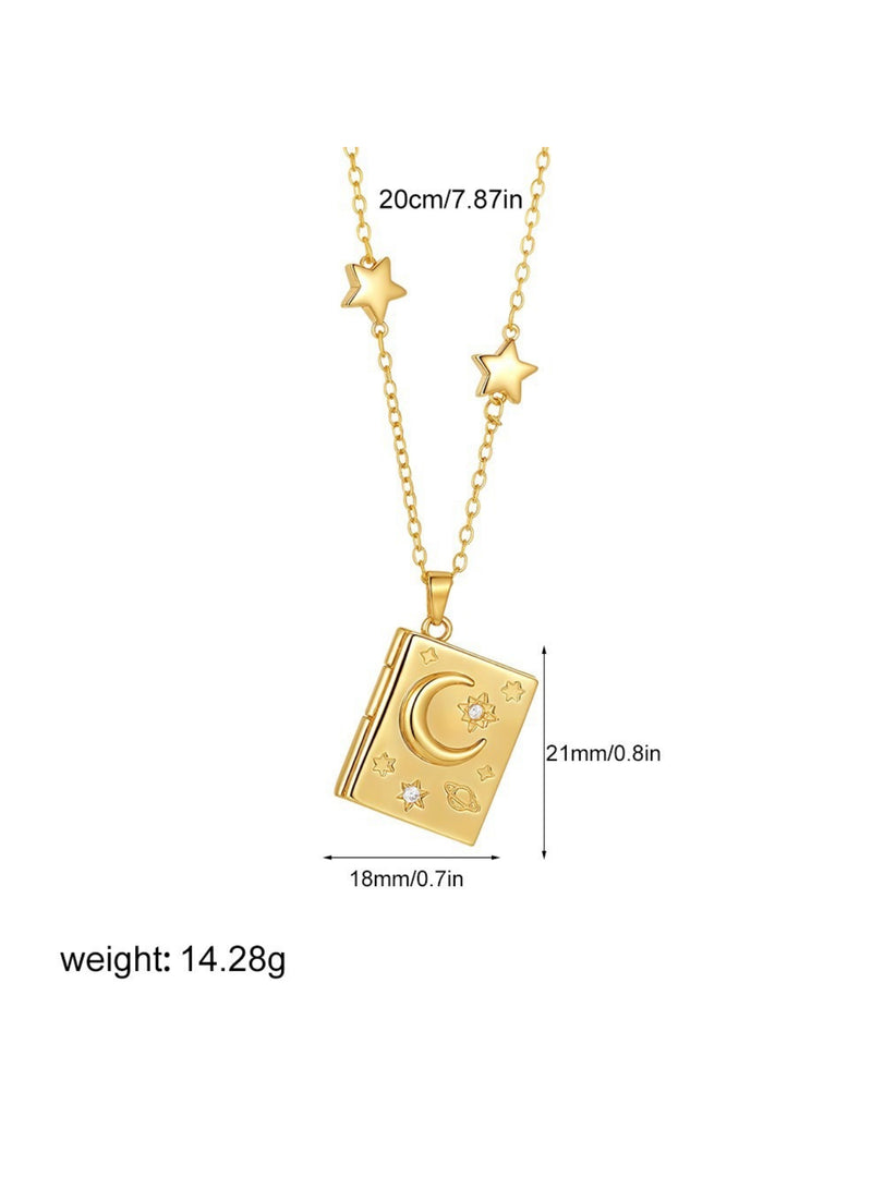 Heart Envelope Locket Photo Necklace Red Zircon  N6C181