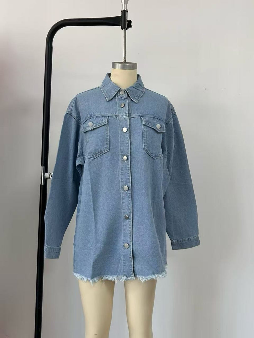 Vintage Washed Denim Jacket Women N6D167