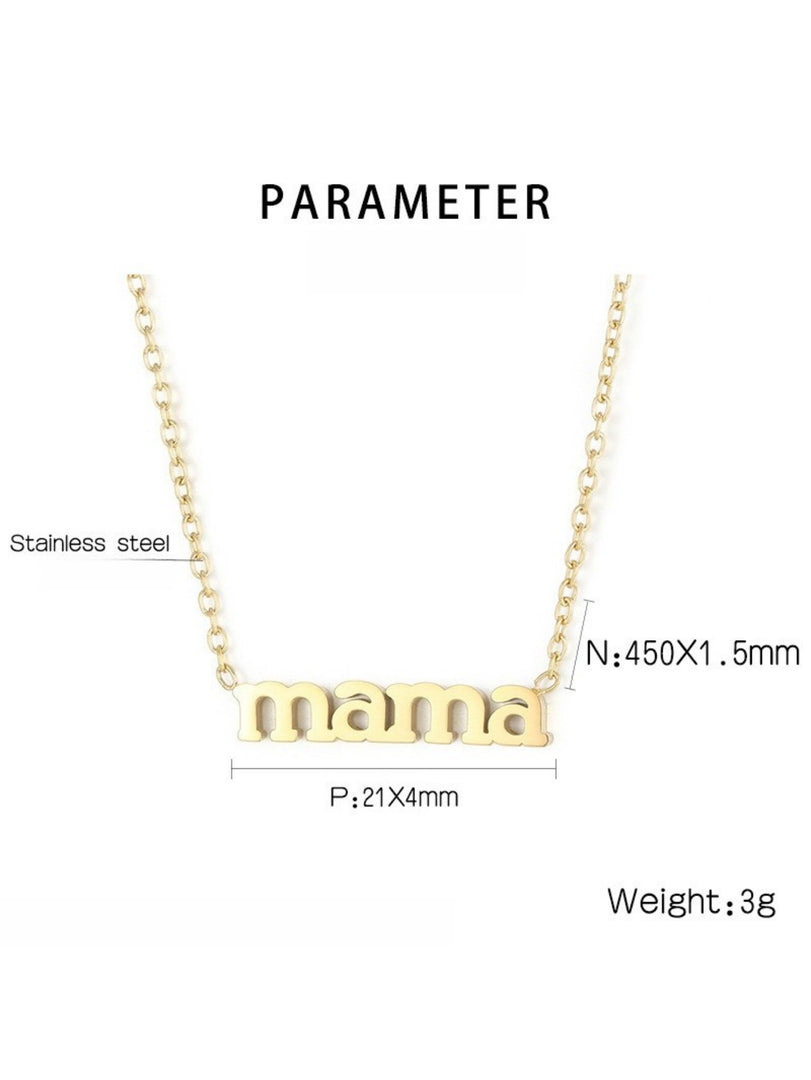 Titanium Steel Mama Pendant Necklace Women N6D530