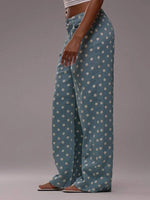 Load image into Gallery viewer, Polka Dot Loose Fit Mid Rise Denim Jeans N6F031