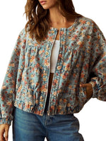 Load image into Gallery viewer, Floral Print Washed Denim Jacket Oversized N5A111
