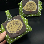 Load image into Gallery viewer, Hedgehog Embroidery Coin Purse Polka Dot Canvas Pouch N6G111