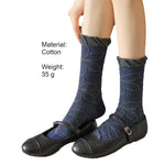 Load image into Gallery viewer, Blue Vintage Floral Stack Socks Women Mid-Calf Cotton N6H017