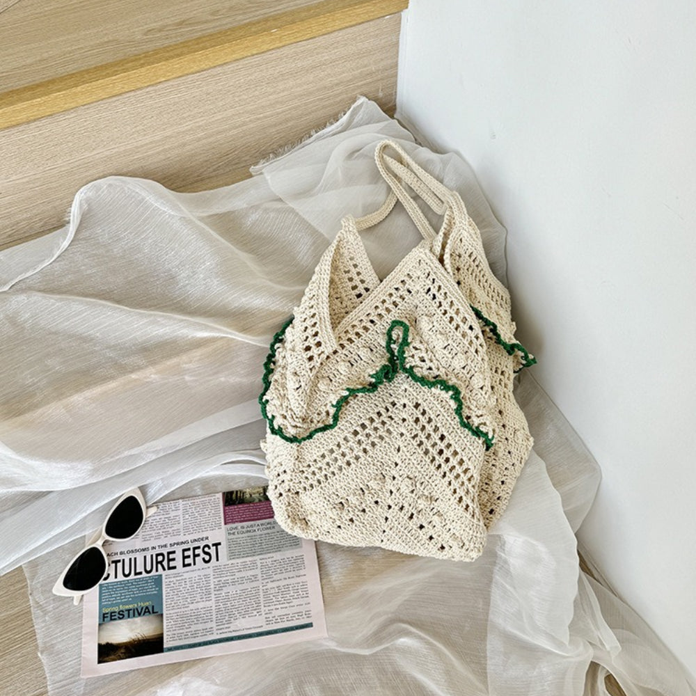 Bohemian Hand-Woven Openwork Cotton Shoulder Bag N6D161