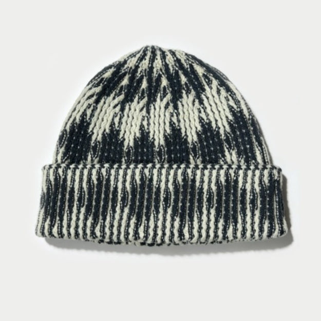 Unisex Wool Blend Diamond Colorblock Knit Beanie N6J106