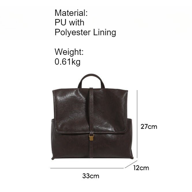Vintage PU Leather Backpack Large Capacity Travel N6F164