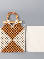 Load image into Gallery viewer, Color Block Wooden Bead Handwoven Tote Bag N6C308