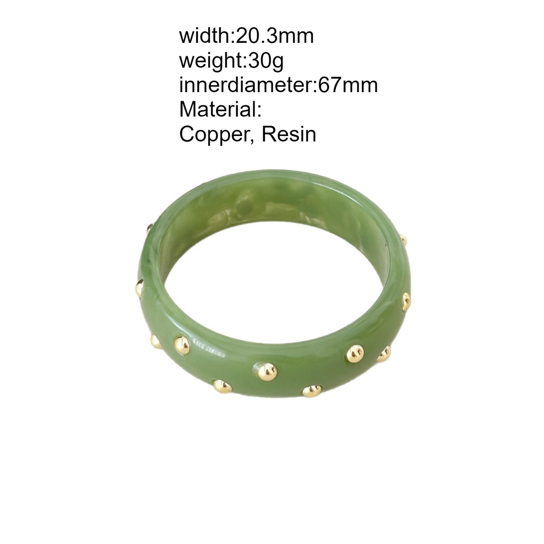 Vintage Studded Resin Bangle Wide Cuff Bracelet N6F098