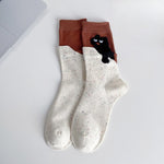 Load image into Gallery viewer, Cartoon Cat Plush Mid-Calf Socks Women Warm N6H002