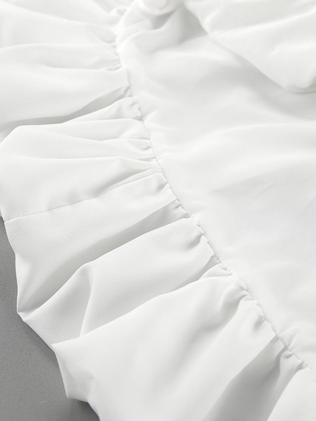 White High Waist Office Puff Skirt N6D112
