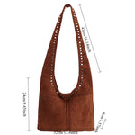 Load image into Gallery viewer, Women's Suede Rivet Dumpling Shoulder Bag N6J113
