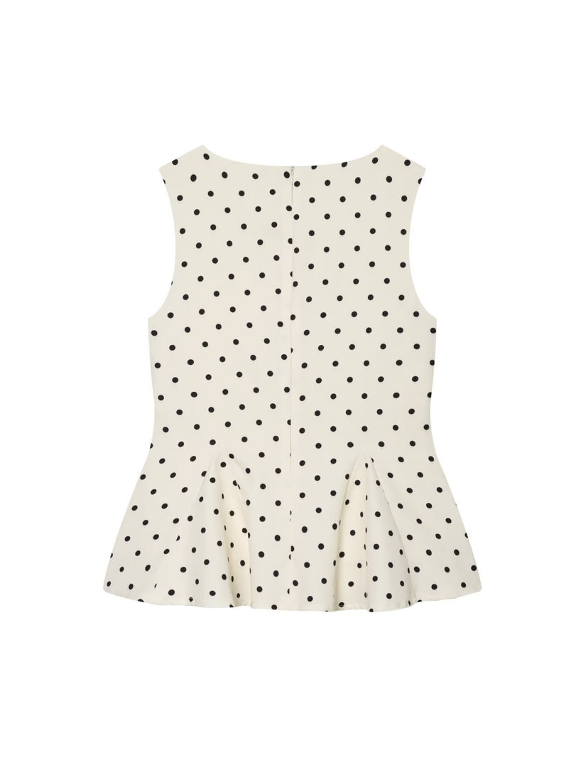 Polka Dot Hem Sleeveless Top Women N6E160