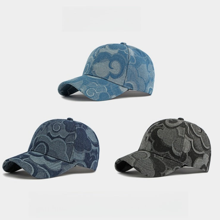 Denim Jacquard Hard Top Baseball Cap Washed Vintage N6G209