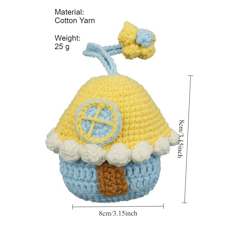 Hand Crochet House AirPods Case Colorful Yarn Pouch N6G079