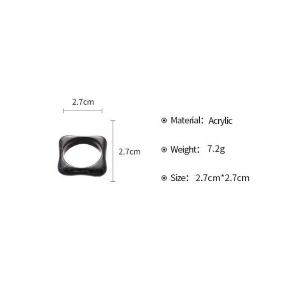 Acrylic Resin Ring Set Irregular 5 Pieces N6F076