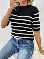Load image into Gallery viewer, Womens Button Striped Knit Top  N25A018
