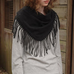 Load image into Gallery viewer, Wool Blend Solid Color Fringe Triangle Scarf N6K237