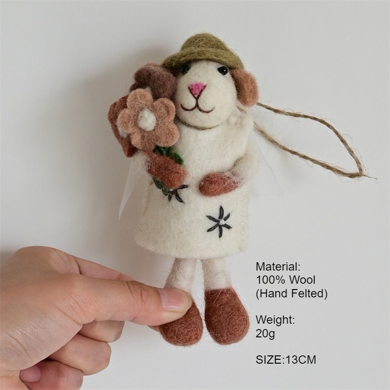 Handmade Wool Felt Bag Charm Cute Animal Ornament N6G032