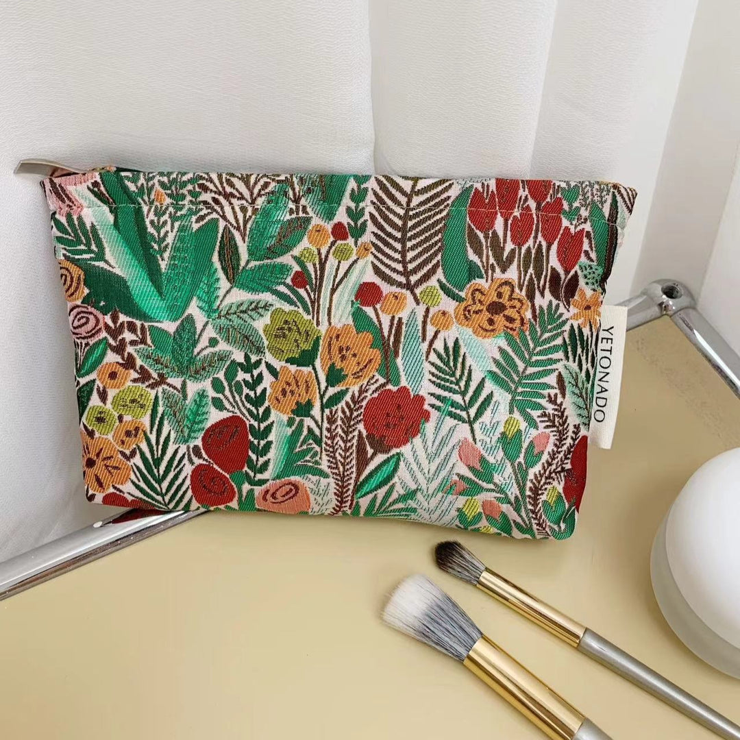 Womens Floral Embroidered Polyester Cosmetic Bag N6K116