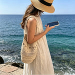 Load image into Gallery viewer, Straw-Style Openwork Flower Bucket Bag Women Beach N6E053
