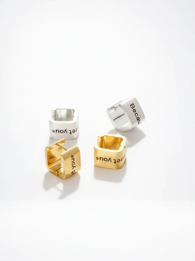 U Shape Wide Face Brushed Alphabet Cuff Earrings  N6C063