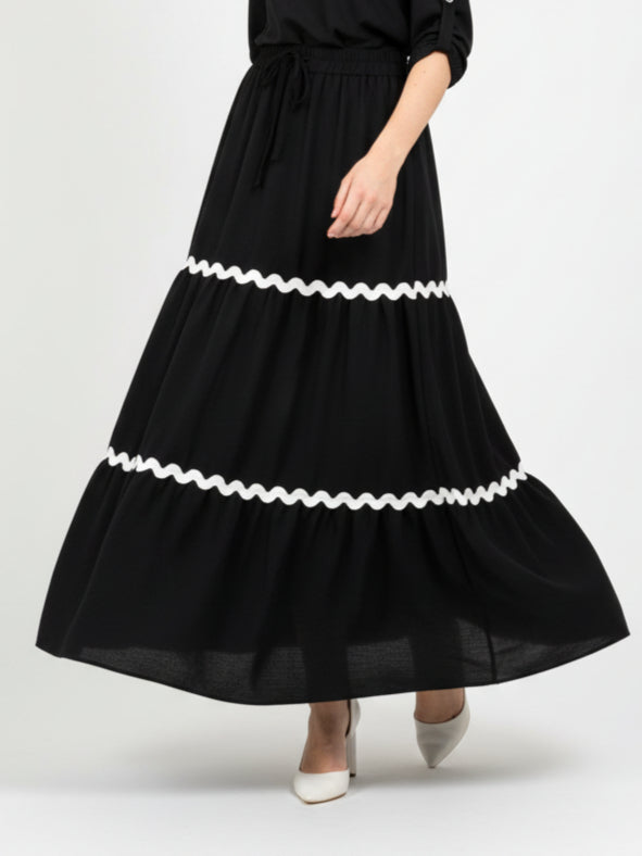Ruffle Hem Boho Maxi Skirt Women N6C254