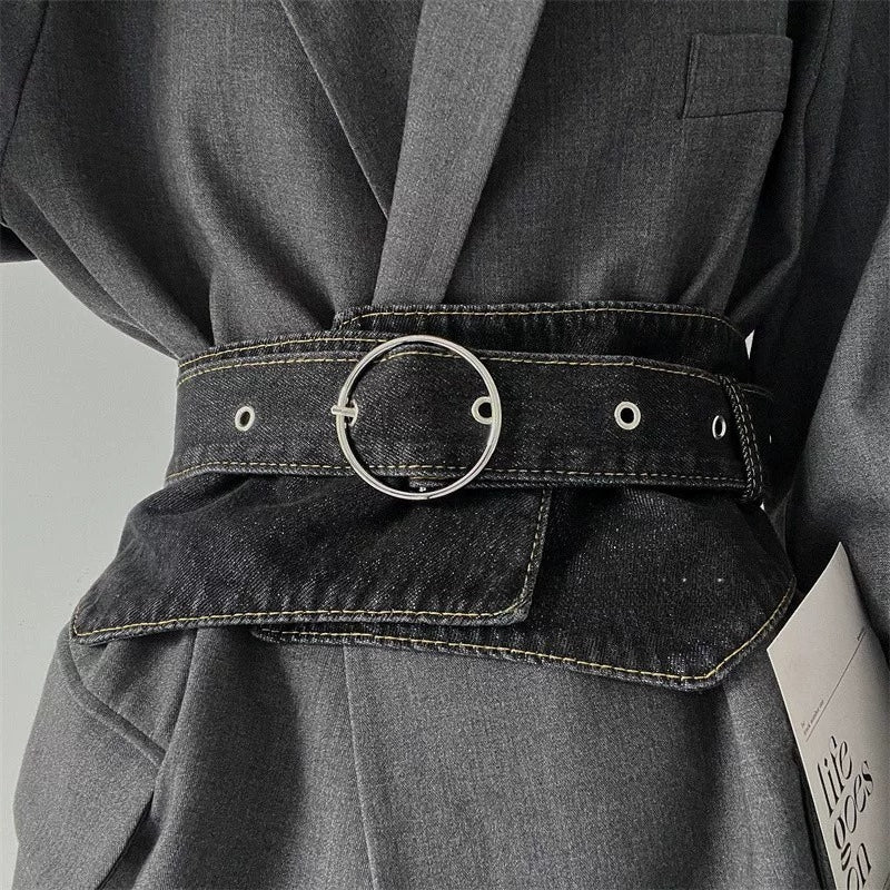 Wide Denim Waist Belt Women Corset Waist  N6H338