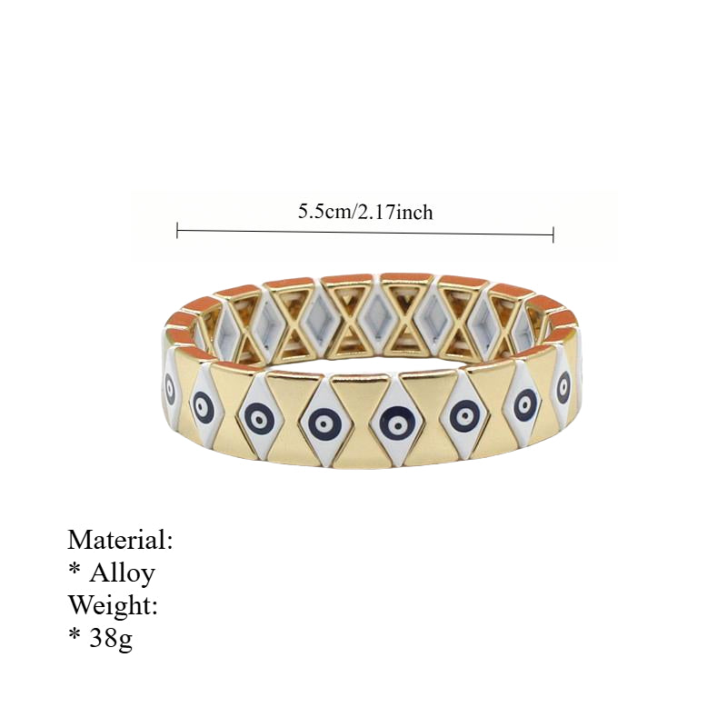 Evil Eye Rhombus Cuff Steel Stove-Enameled Elastic S5P152